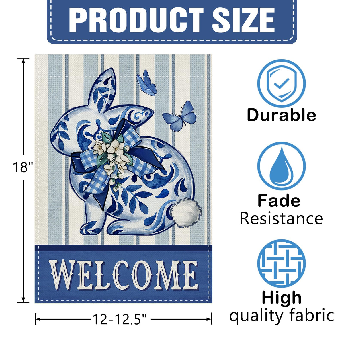 Dyrenson chinoiserie bunny butterfly flag adds colorful yard accents outdoors