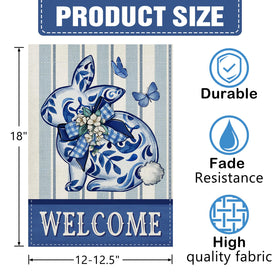 Dyrenson chinoiserie bunny butterfly flag adds colorful yard accents outdoors