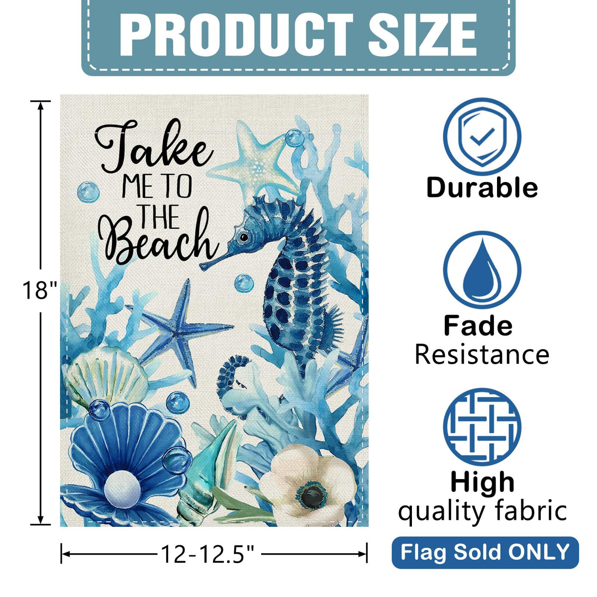 Dyrenson coastal seahorse starfish conch coral flag outdoor display