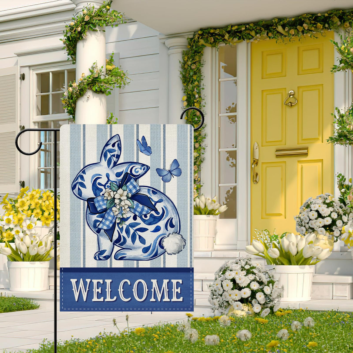 Dyrenson double-sided garden flag readable from both sides for versatile outdoor styling