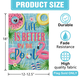 Dyrenson Summer Life flag featuring tropical palm leaves for vibrant yard display.
