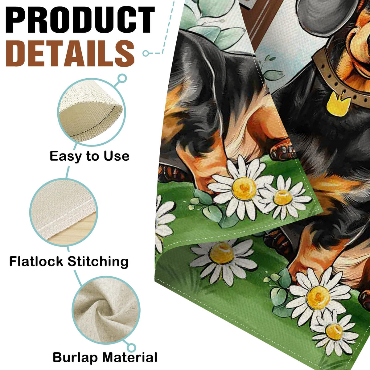 Dyrenson Welcome Dachshund garden flag double-sided design visible from both sides.