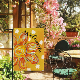 Dyrenson Welcome Sunflower flag floral design with bright colors