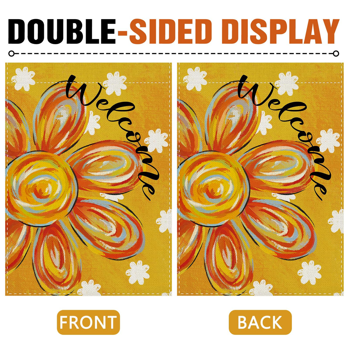 Dyrenson Welcome Sunflower flag garden scene adds cheerful outdoor decor