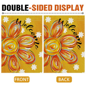 Dyrenson Welcome Sunflower flag garden scene adds cheerful outdoor decor