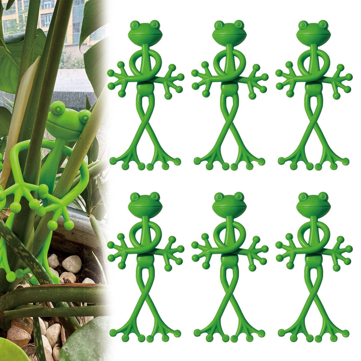 DYULJS frog-plant-stand-set keeps vines upright with playful charm.