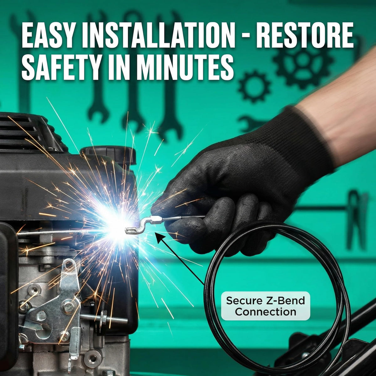 DZBQ zone control cable near engine kill switch for immediate blade stop.