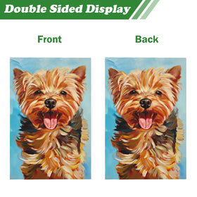 DZGlobal all-weather polyester Yorkie flag resists rain and sun for year-round use.