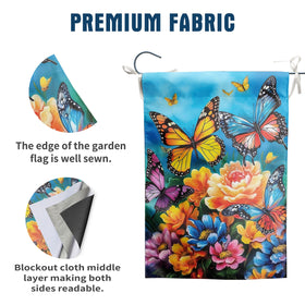 DZGlobal butterfly garden flag showcases vivid floral pattern for year-round yard decor.