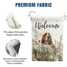 DZGlobal double-sided Basset Hound flag brightens porches and gardens.