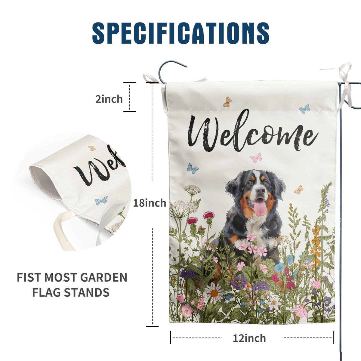 DZGlobal double-sided garden flag showing flowers and dog for bright yard display