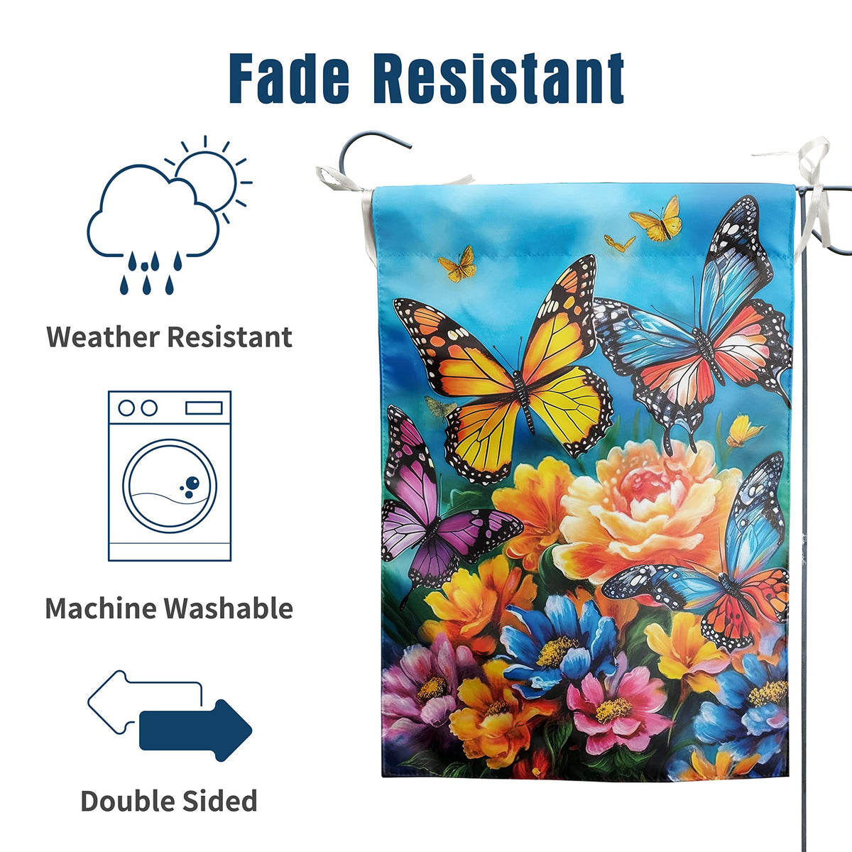 DZGlobal easy-install yard flag with a 2-inch sleeve for quick porch display.