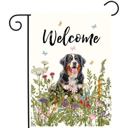 DZGlobal floral Bernese Mountain dog flag 12x18 with outdoor decor appeal