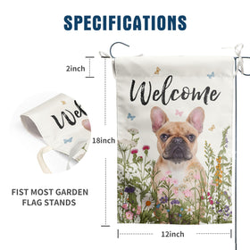 DZGlobal floral French Bulldog flag back side showing double-sided print for versatile viewing.