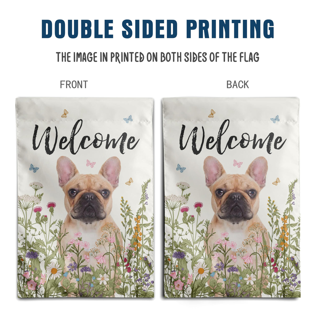 DZGlobal floral flag in garden setting adds cheerful curb appeal.