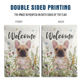 DZGlobal floral flag in garden setting adds cheerful curb appeal.