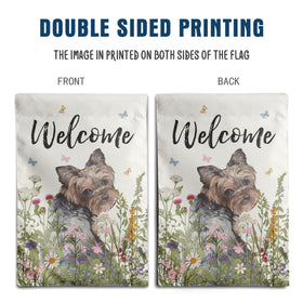 DZGlobal Floral Yorkie garden flag all-weather polyester fabric withstands outdoor use.