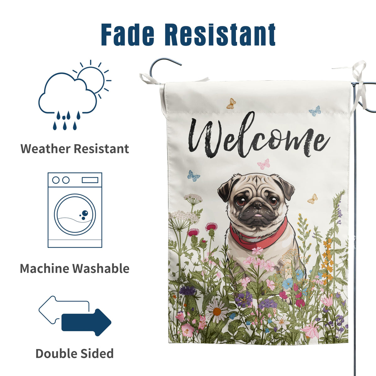 DZGlobal garden flag with 2 inch sleeve for easy hanging.