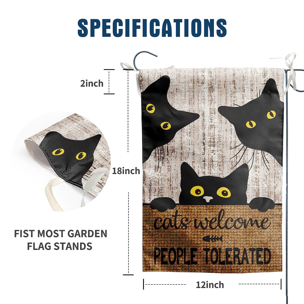 DZGlobal Halloween Cat Flag, double-sided visibility for seasonal exterior display.