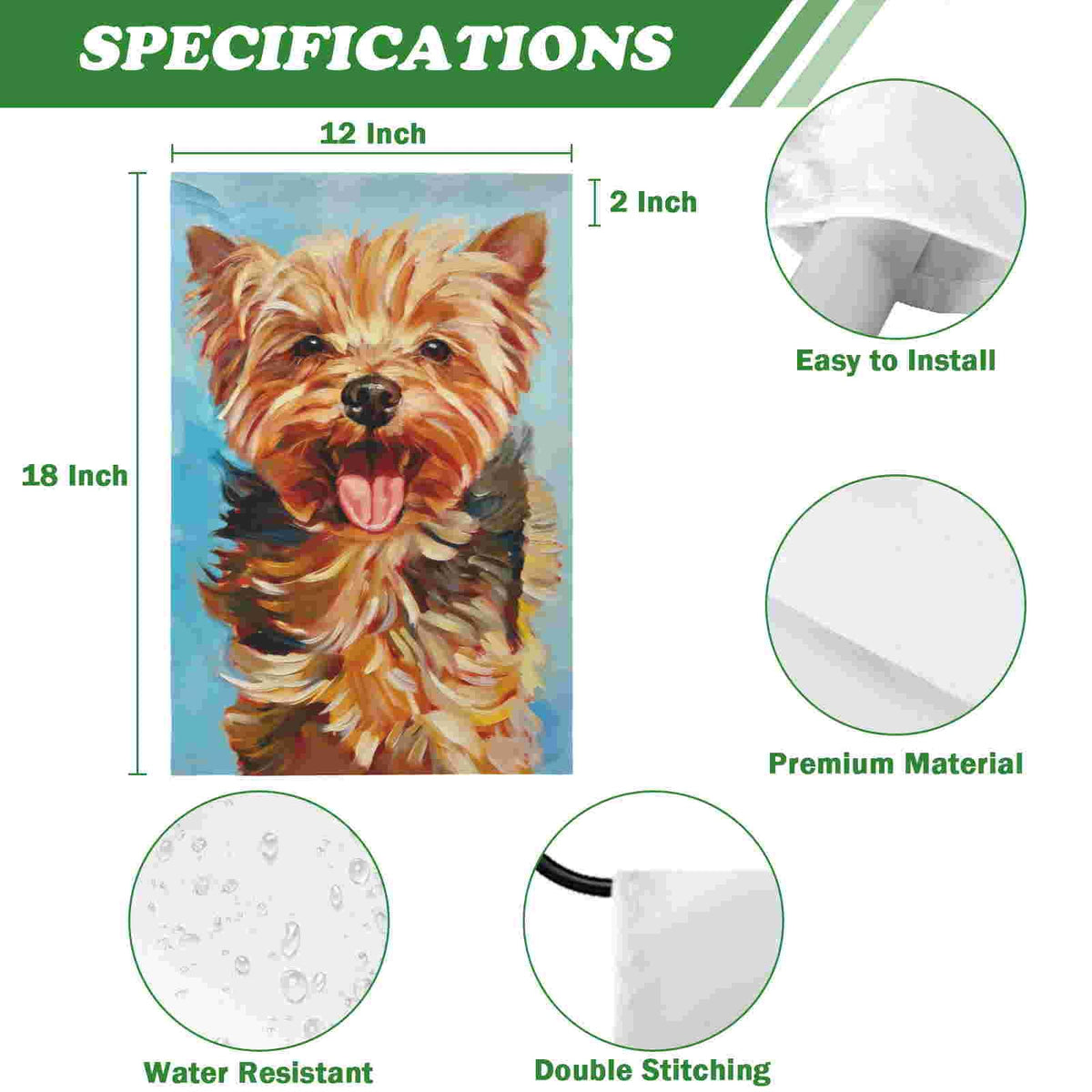 DZGlobal Happy Yorkie flag with double-sided print remains vivid from every angle.