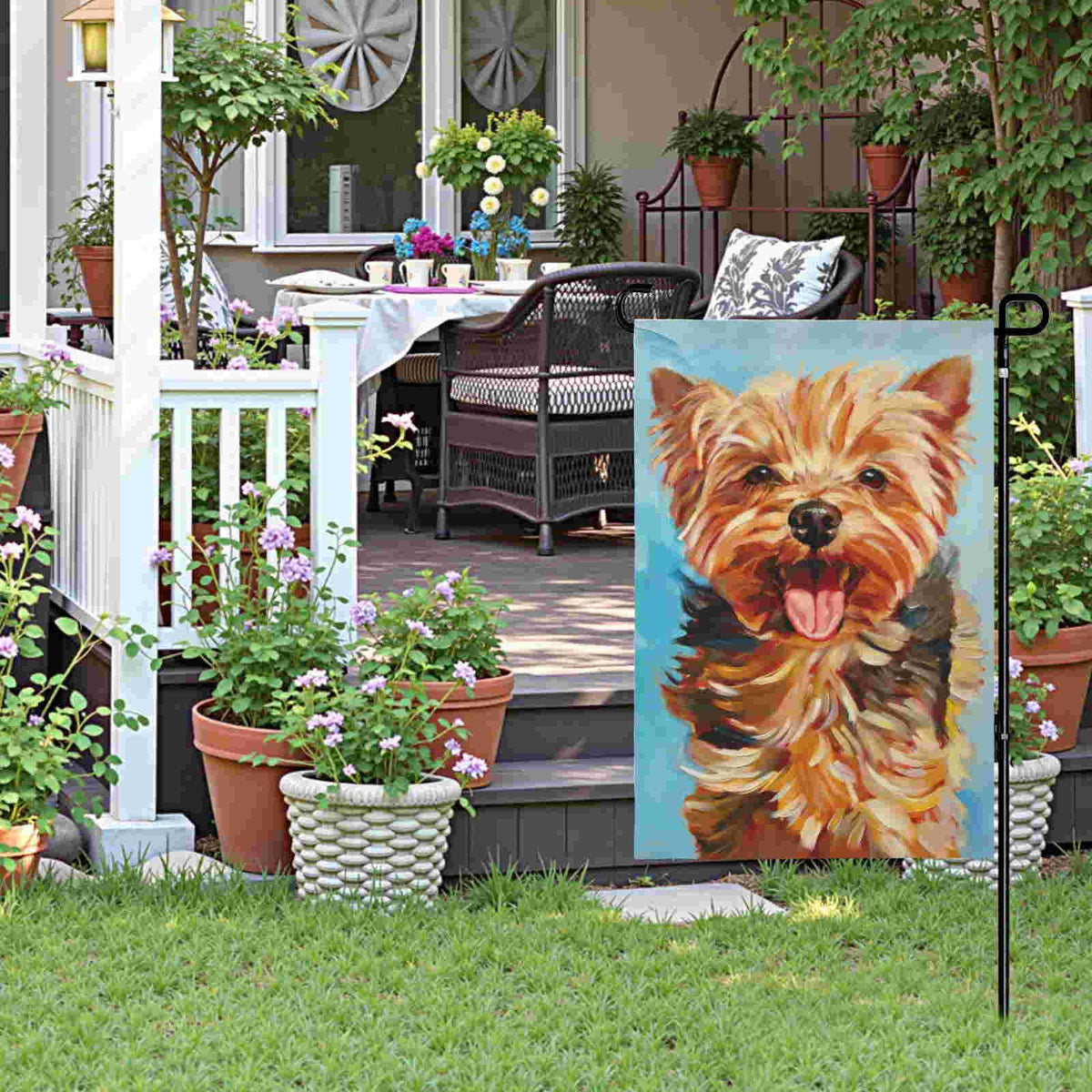 DZGlobal Holiday yard decor Yorkie flag adds seasonal charm to outdoor space.