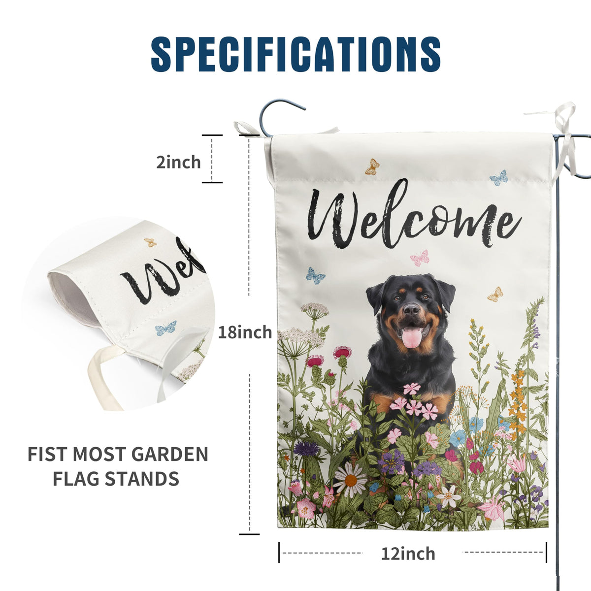 DZGlobal outdoor flag with a 2-inch hanging sleeve for easy display.