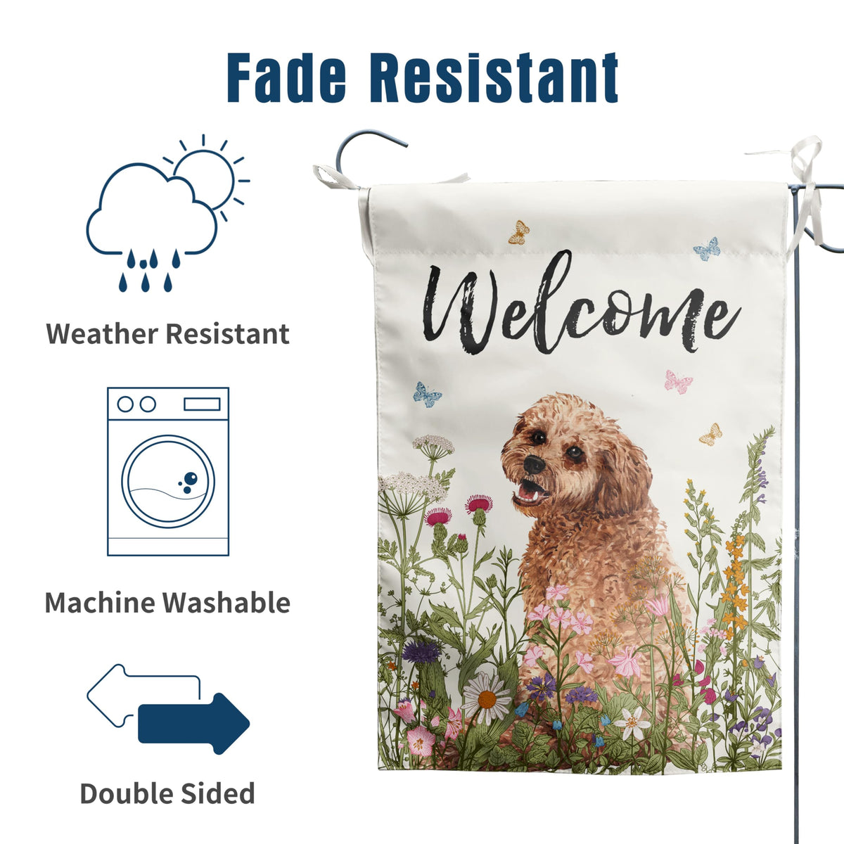 DZGlobal outdoor flag on a patio demonstrates weather-ready decor.