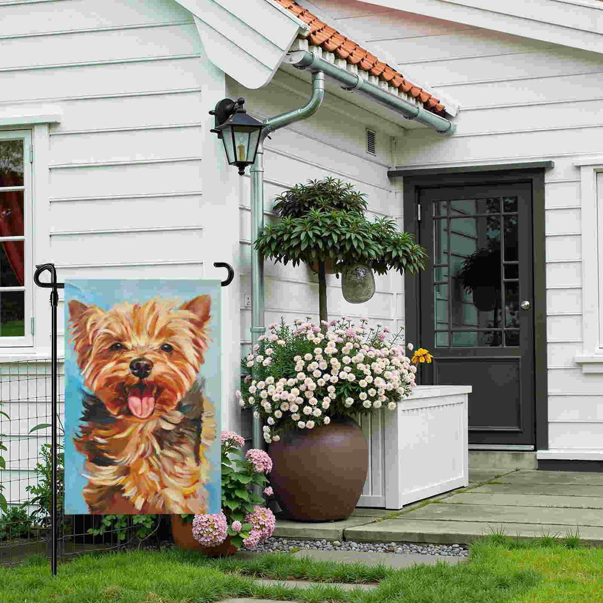 DZGlobal Patio porch Yorkie flag enhances curb appeal and yard decor.
