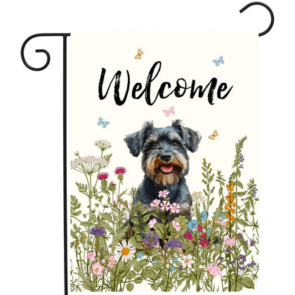 DZGlobal floral schnauzer garden flag enhances outdoor curb appeal with bright colors.