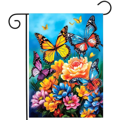 DZGlobal summer garden flag with butterfly double-sided design for vibrant outdoor curb appeal.
