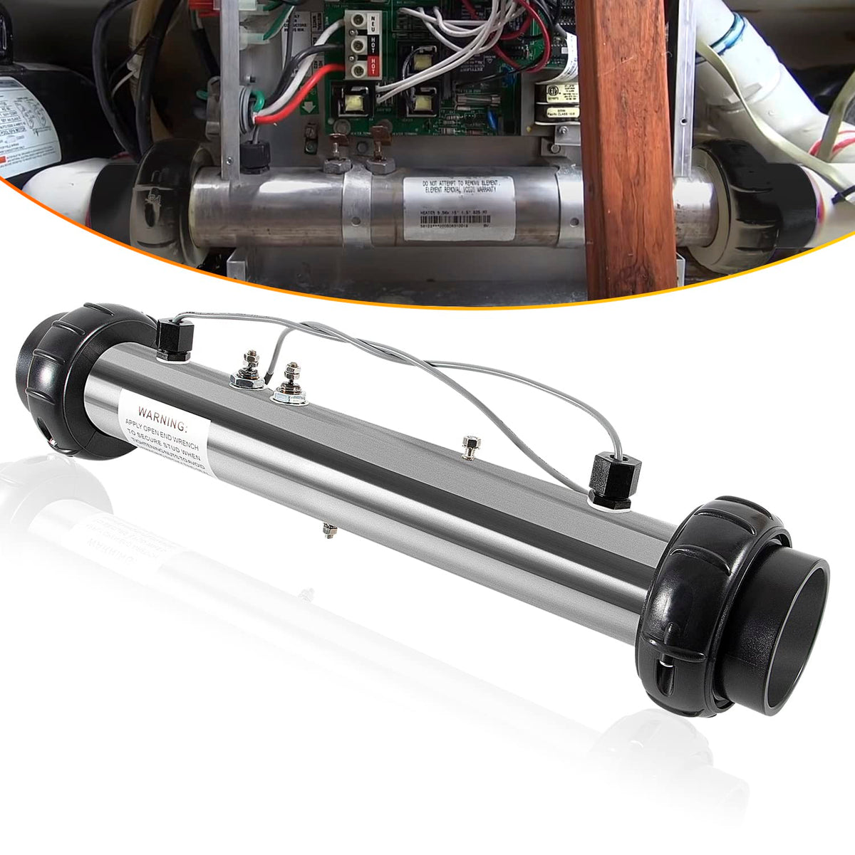E-cowlboy 58117 heater assembly front view; durable spa heating.