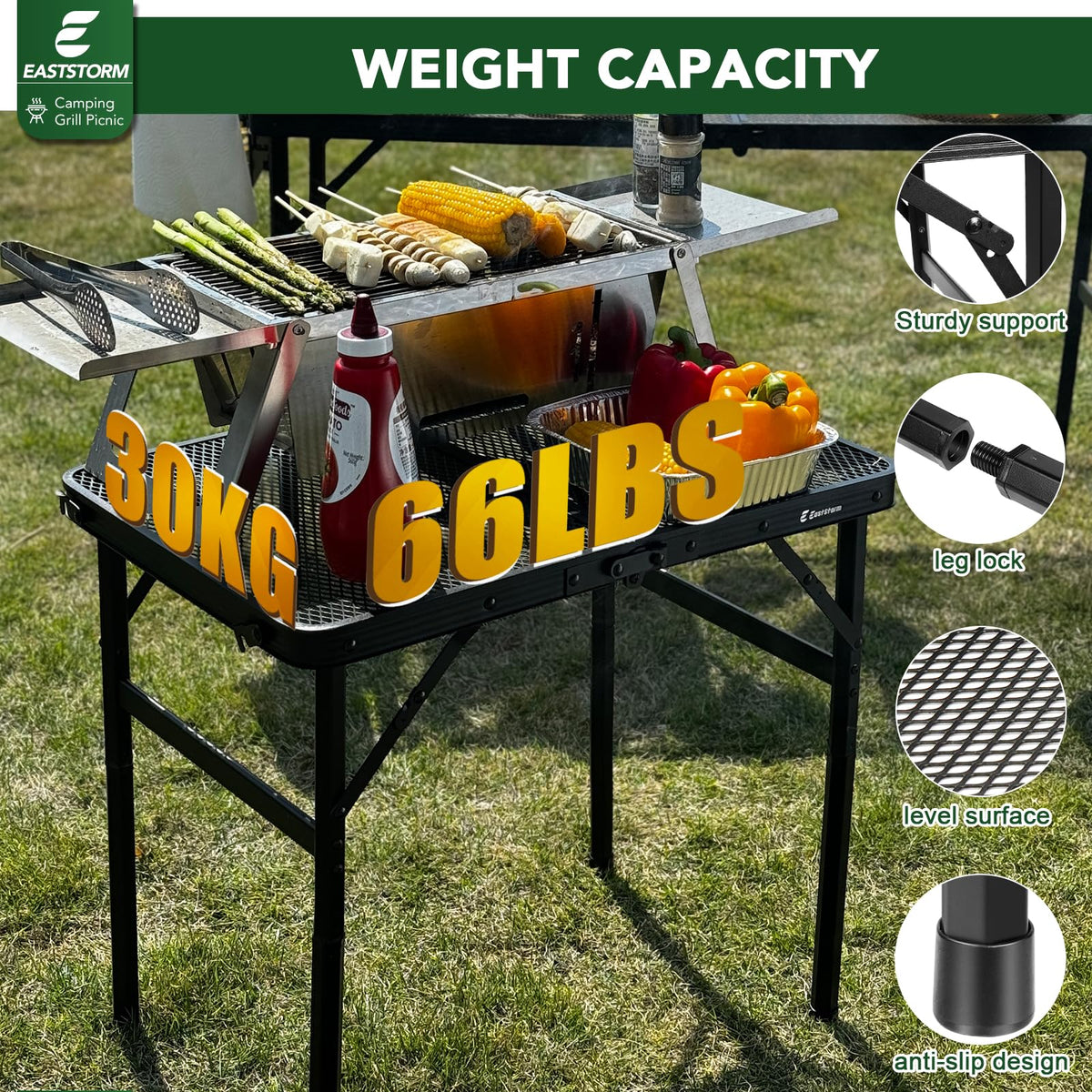 E EASTSTORM adjustable-height legs for grass or deck use