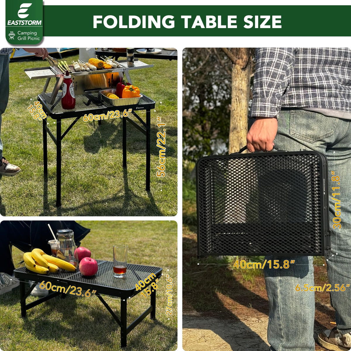 E EASTSTORM sturdy aluminum frame supports outdoor cooking and snacks