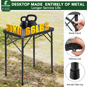 E EASTSTORM Folding Grill Table side clips lock for stable setup.