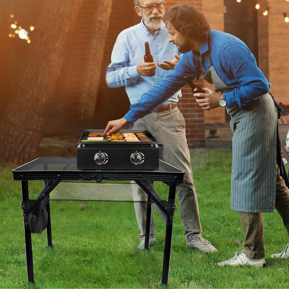 E EASTSTORM assembled picnic table setup for outdoor dining