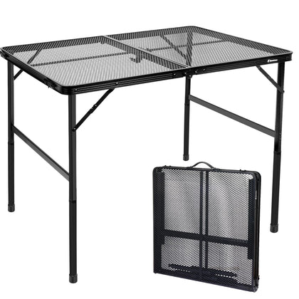 E EASTSTORM 4ft folding table collapsed with carry handle for easy transport.