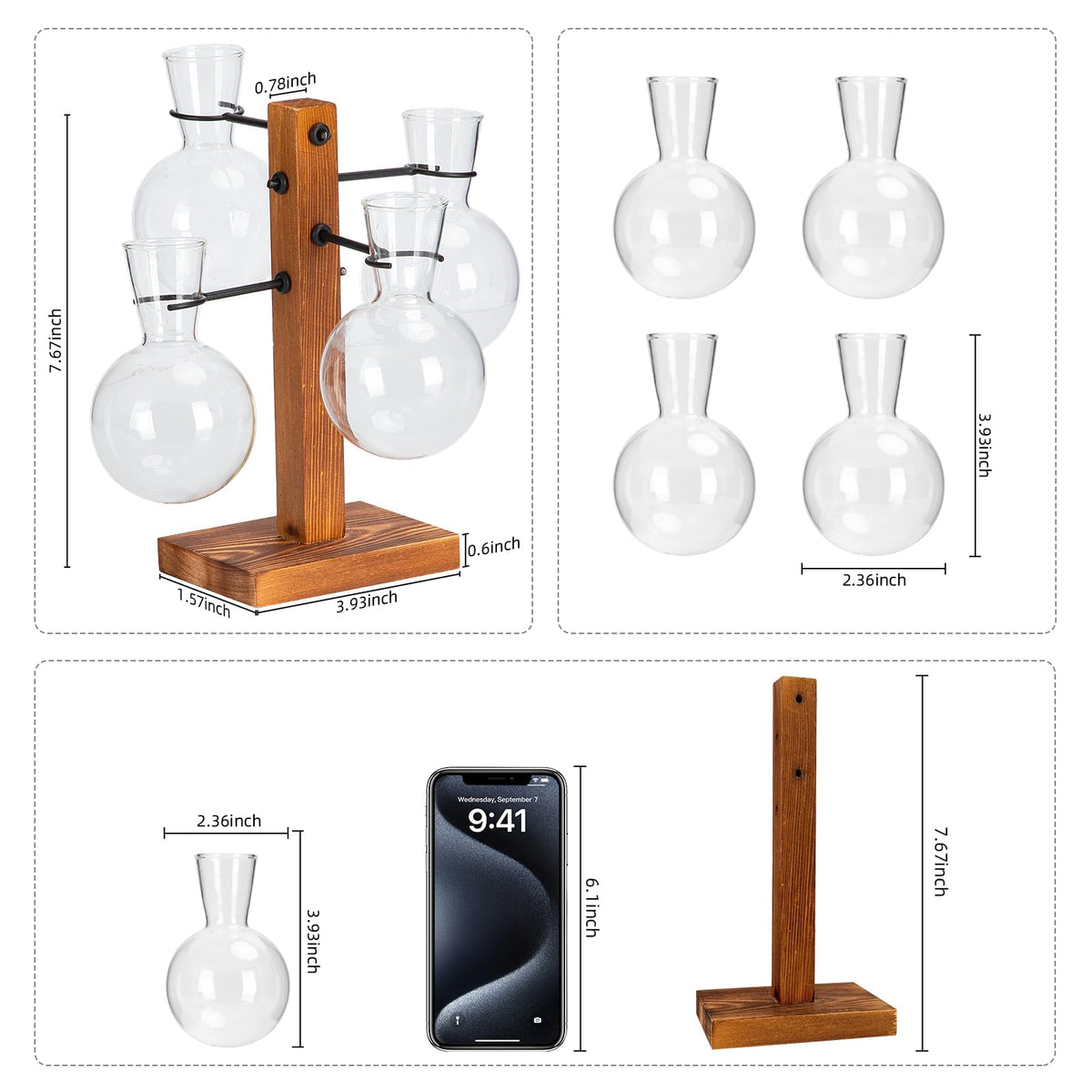 E-ROOM TREND four-glass vases for versatile propagation and decor
