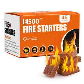 E500 fire starter squares front view showing large cubes for longer burn