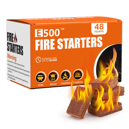 E500 fire starter squares front view showing large cubes for longer burn
