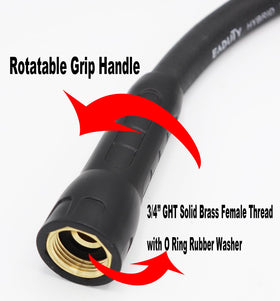 Solid brass fittings on the EADUTY hose provide lasting abrasion resistance.