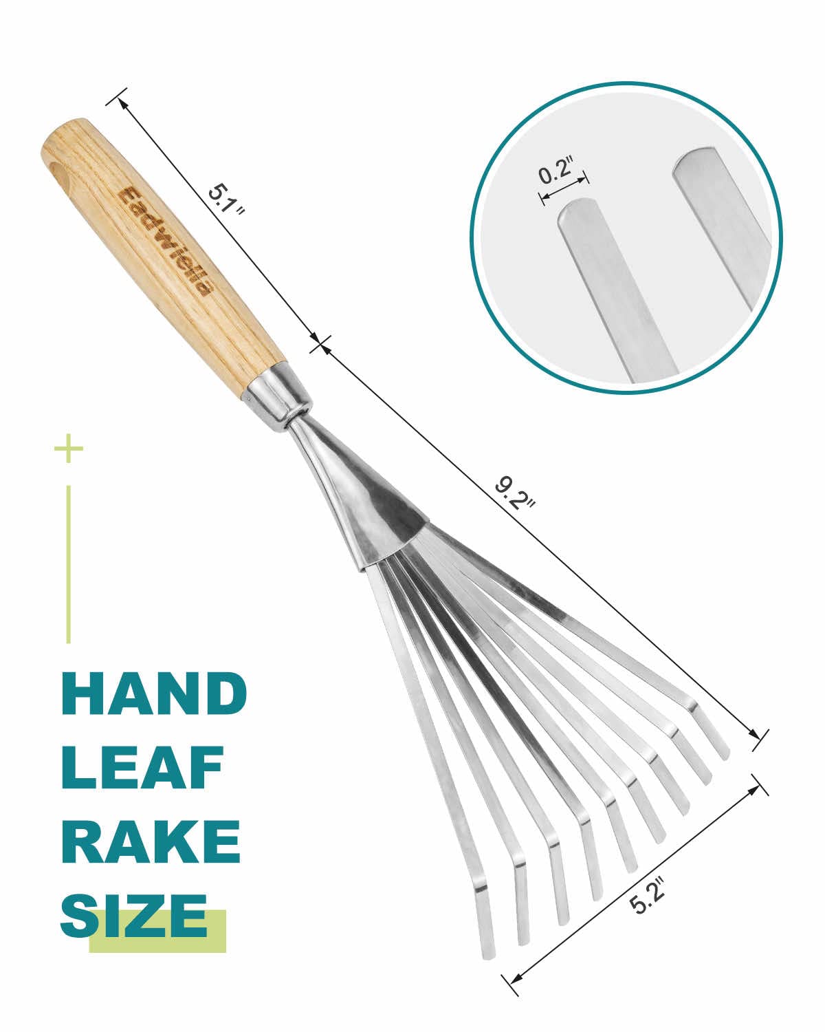 Eadwiella hand cultivator measures 14.4 inches for versatile balcony gardening.