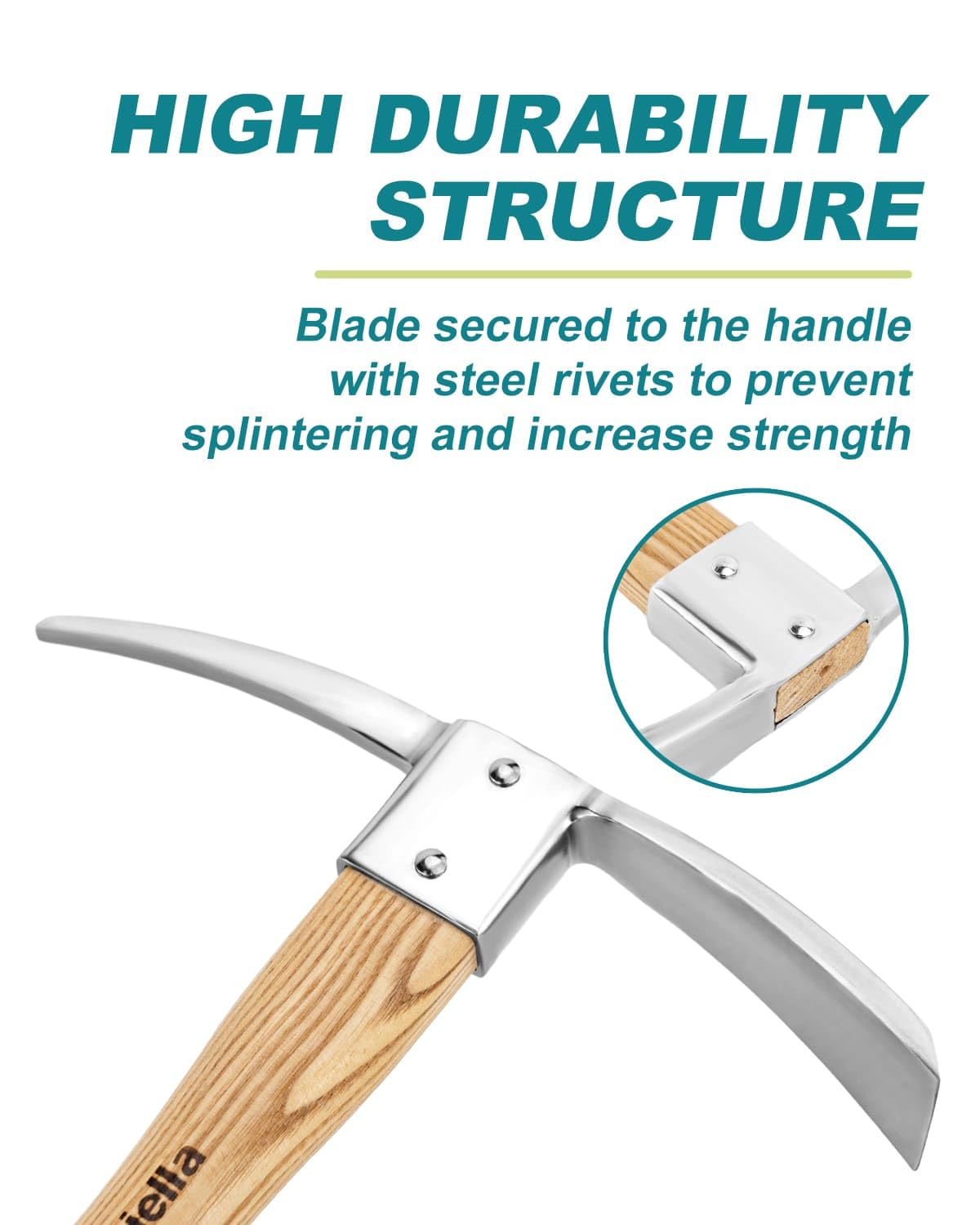 Eadwiella ergonomic hardwood handle reduces hand strain during use