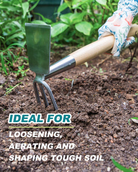 Eadwiella wood-handle digging hoe for comfortable gardening tasks