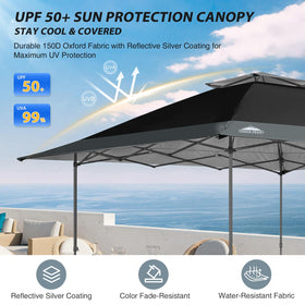 Eagle Peak 3-position steel frame adjusts height and area of shade