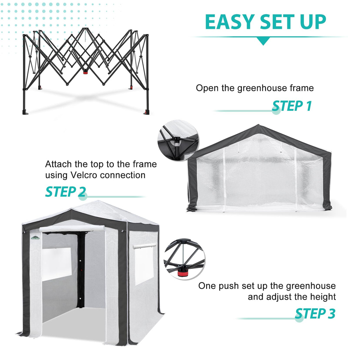 Eagle Peak 48 square feet of floor space fits benches and pots.