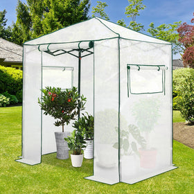 Eagle Peak 6x4 walk-in greenhouse PE cover provides UV protection for plants.
