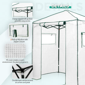 Eagle Peak 6x4 walk-in greenhouse powder-coated frame withstands outdoor use.