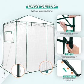 Eagle Peak 6x4 walk-in greenhouse wind ropes and stakes enhance stability.