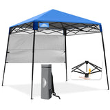 EAGLE PEAK 8x8 Pop Up Canopy Tent with Sidewall – Blue, Portable Sun Shelter
