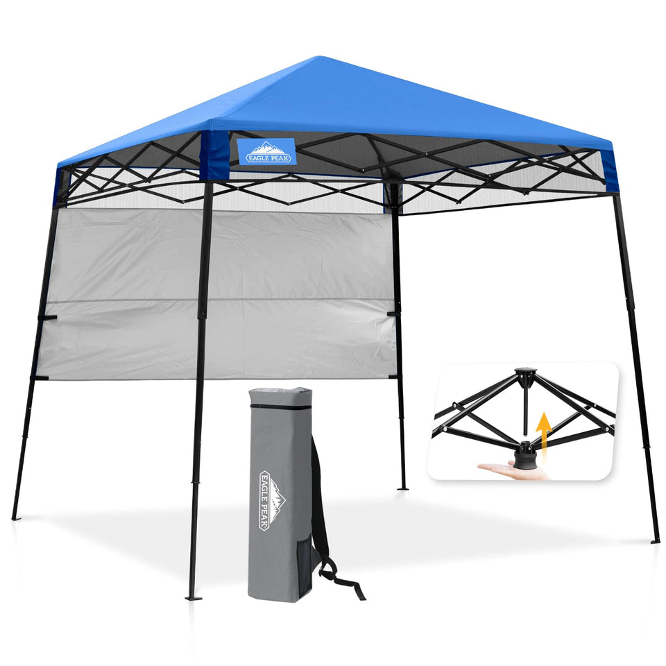 EAGLE PEAK 8x8 canopy with Peak Push center lock enables quick one-person setup